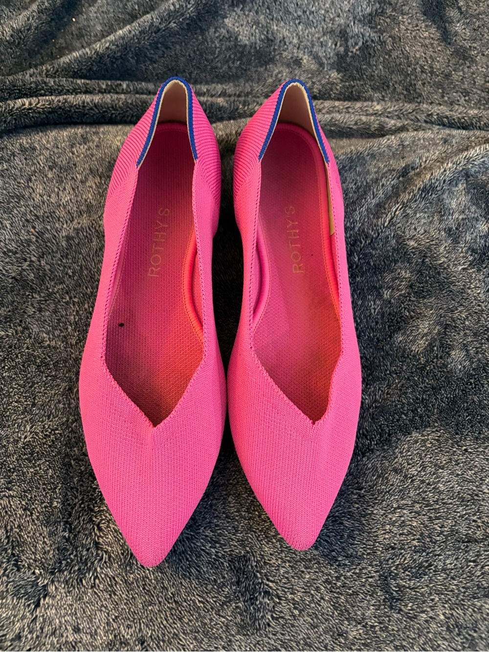 Rothy's Hot Pink Pointed Knit Flats